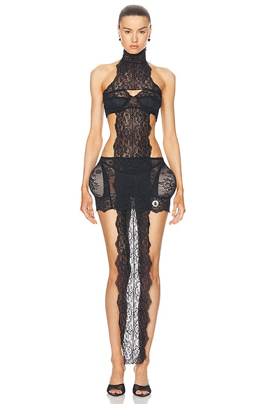 Shop Jean Paul Gaultier X Shayne Oliver Lace Bandage Dress In Black