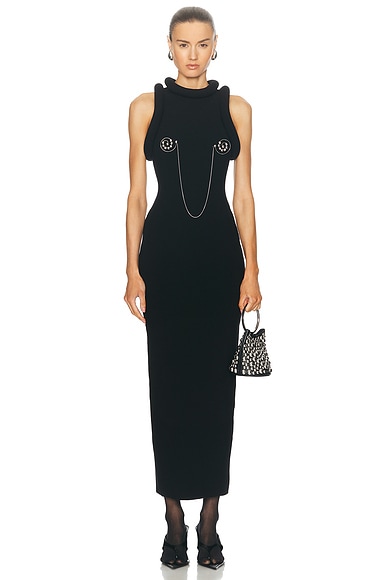 Foam Detail Long Dress