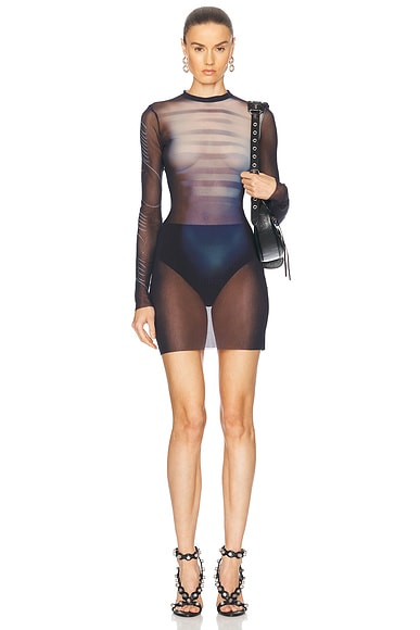 Jean Paul Gaultier Le Mâle Short Dress in Navy, Light Blue, & White