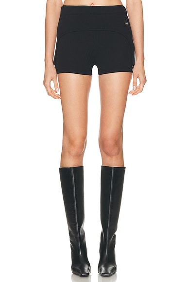 Jean Paul Gaultier Lingerie Garter Ribbed Mini Short in Black