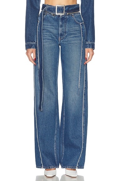 Zip Belt Selvege Detail Wide Leg