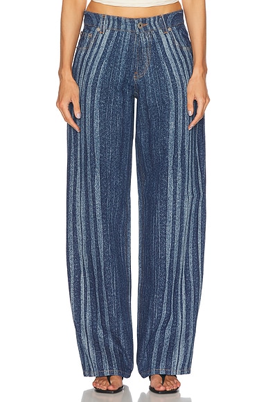 Jean Paul Gaultier Spiral Wide Leg Jeans in Indigo