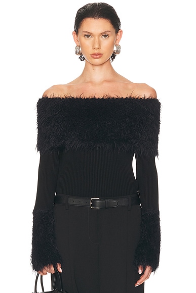 Jean Paul Gaultier Ribbed Hairy Sweater in Black