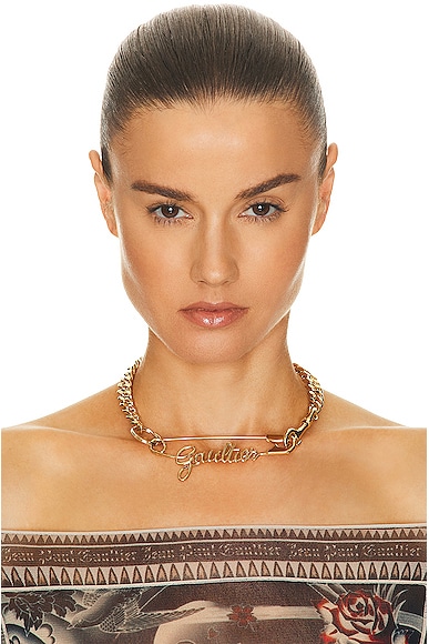 Jean Paul Gaultier Safety Pin Necklace in Gold | FWRD