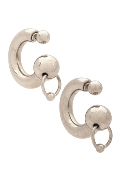 Large Earrings in Metallic Silver