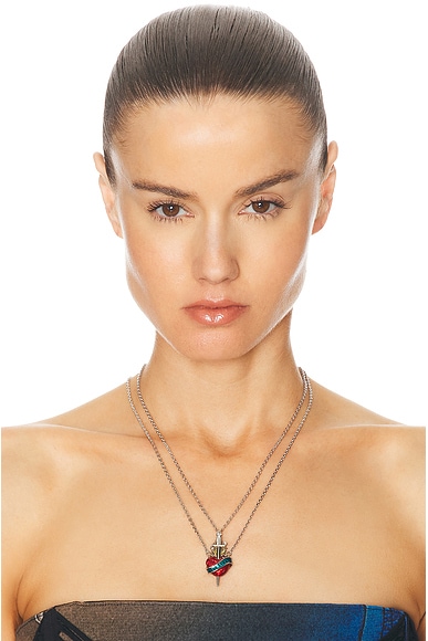 Shop Jean Paul Gaultier Separable Heart And Sword Necklace In Silver