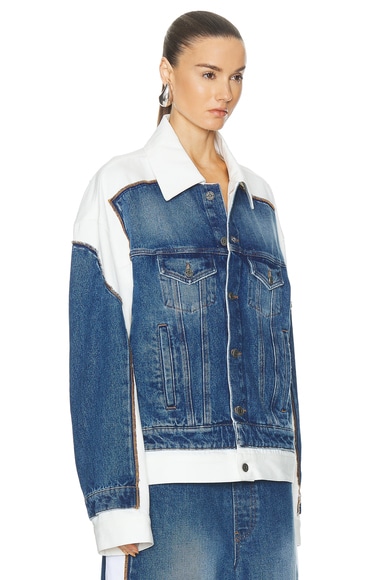 Shop Jean Paul Gaultier Denim Jacket In Vintage Blue & White