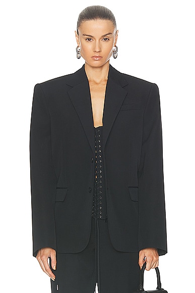 Jean Paul Gaultier Corset Details Tailored Jacket in Black
