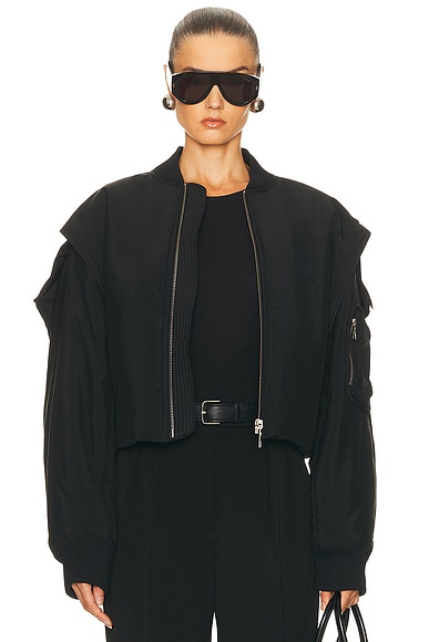 Jean Paul Gaultier Hidden Hood Bomber Jacket in Black