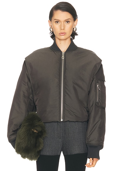 Jean Paul Gaultier Hidden Hood Detail Bomber Jacket in Dark Grey