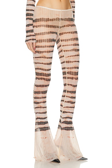 Shop Jean Paul Gaultier X Knwls Low Waist Striped Washed Mariniere Flare Legging In Ecru & Brown