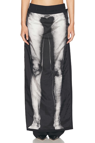 Jean Paul Gaultier Body Mariniere Wool Printed Pant in Black & White