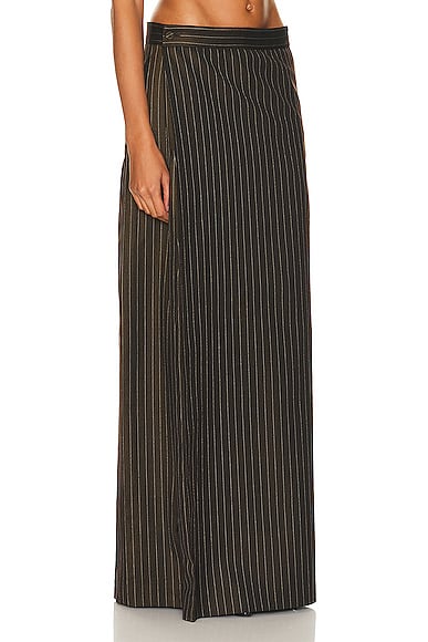 Shop Jean Paul Gaultier Tennis Stripes Low Waist Trouser Skirt In Brown & Ecru