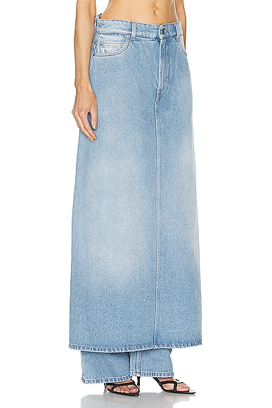 Shop Jean Paul Gaultier Denim Pant Skirt In Light Blue