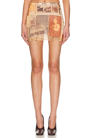 Mesh Printed Journal Mini Skirt