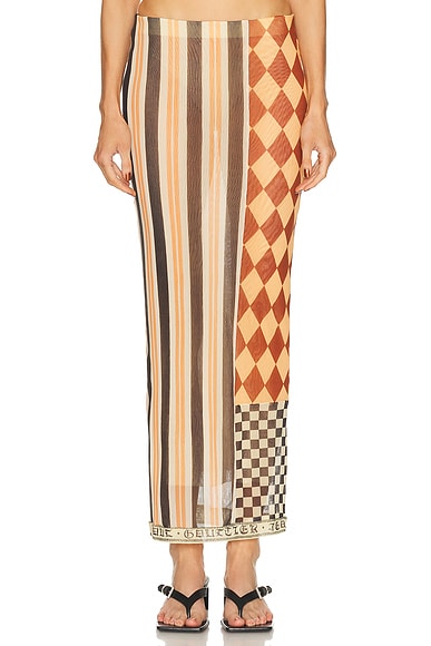Mesh Patchwork Long Skirt