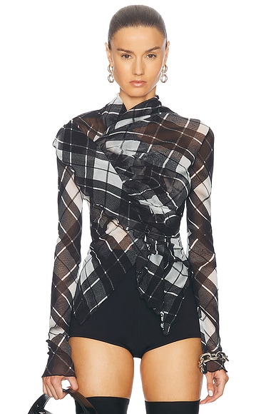 Jean Paul Gaultier Jean Paul distorted tartan long sleeve