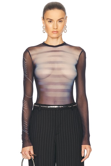 Jean Paul Gaultier Le M?le Bodysuit in Navy, Light Blue, & White