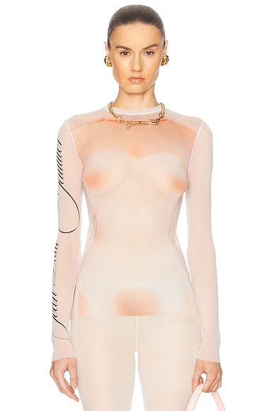 Jean Paul Gaultier Le Classique Top in Pale Pink & Dusty Pink