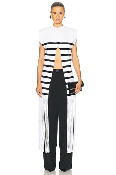 Jean Paul Gaultier Mariniere Crossed Top in White & Black