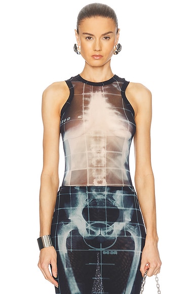 Jean Paul Gaultier Squeletor Bodysuit in Black, Navy, & Light Blue