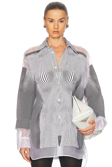 Petit Grand Pinstripes Body Morphing Top