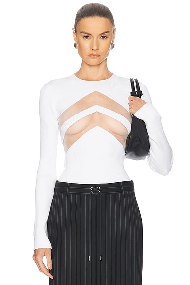 Jean Paul Gaultier Transparent Chevron Top in White