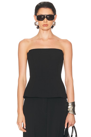 Topstitching Corset Top in Black