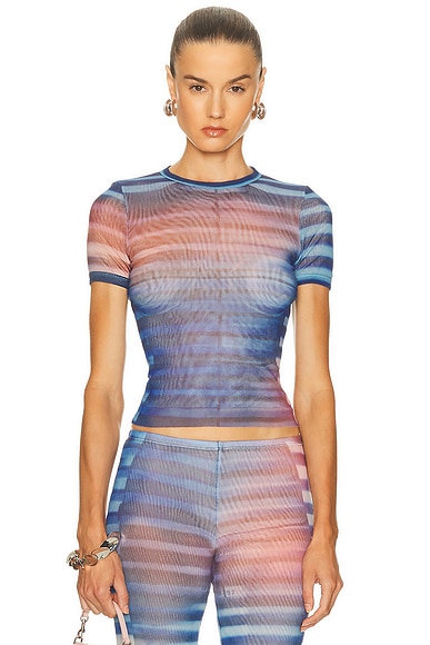 Jean Paul Gaultier Air Baby Tee in Light Blue, Blue, & Peach
