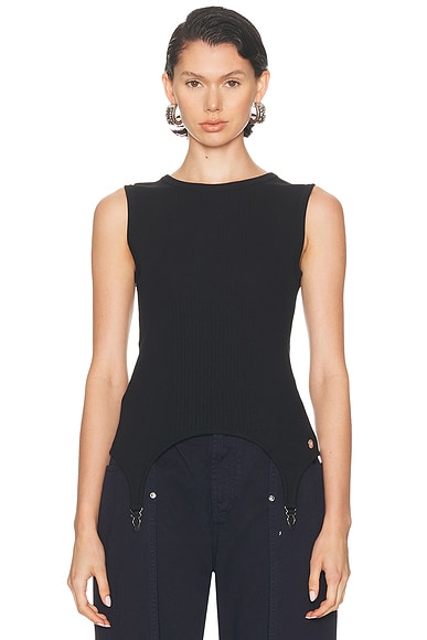 Jean Paul Gaultier Lingerie Garter Ribbed Tank Top in Black