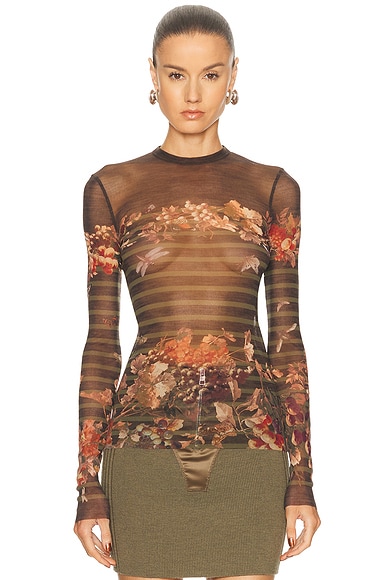 Mesh Printed Marini&eacute;re Grape Long Sleeve Tee