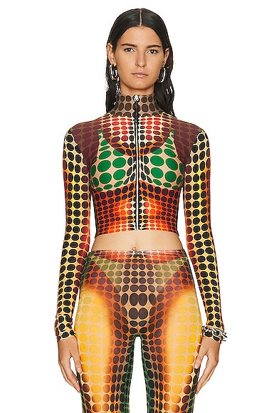 Jean Paul Gaultier Brown Dots Track Jacket In Orange  Blue  & Brown