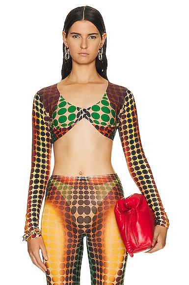 Jean Paul Gaultier Orange Dots Long Sleeve T-shirt In Orange  Blue  & Brown