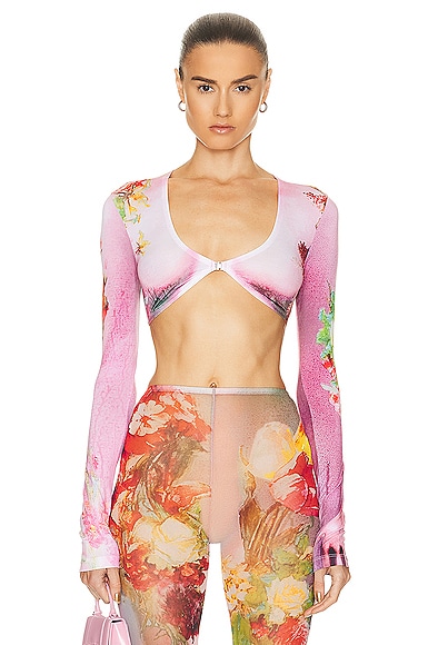 Printed Body Flowers Cropped Top