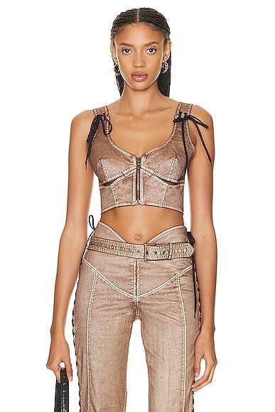 X KNWLS Laced Branded Patch Sleeveless Crop Top