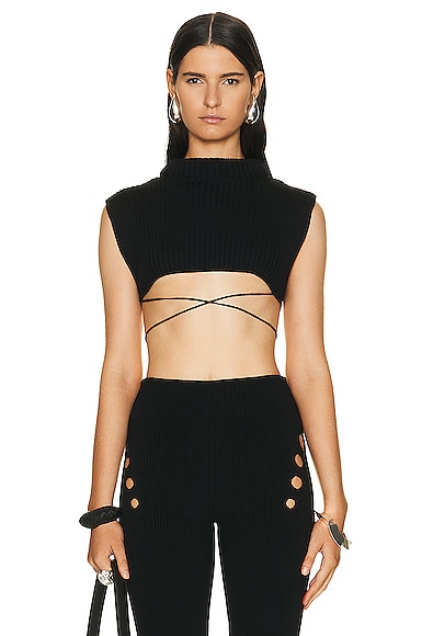 Cropped Rolled Neck Top