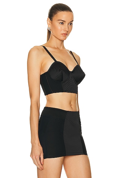 Shop Jean Paul Gaultier Conical Topstitches Bra Top In Black