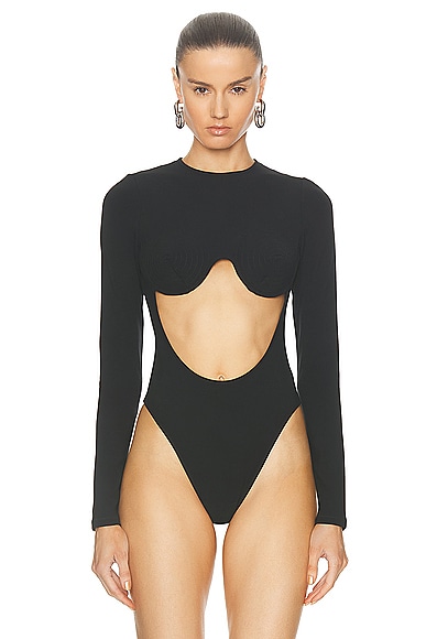 Shop Jean Paul Gaultier Madonna Inspired Long Sleeve Bodysuit In Black