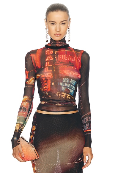 Pigalle Mesh Long sleeve Printed Top