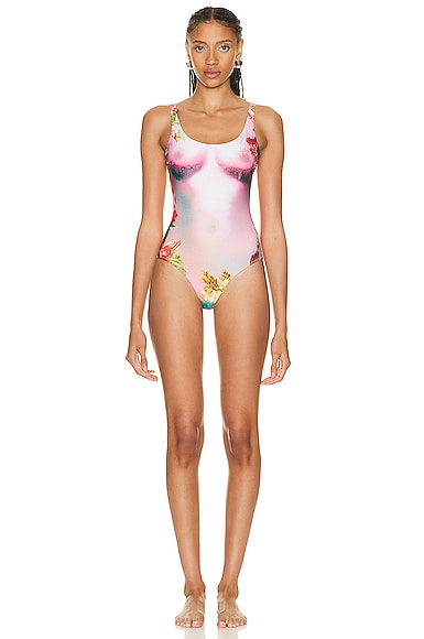 Jean Paul Gaultier Papillon One Piece Swimsuit in Yellow