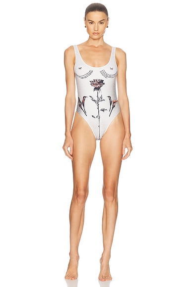 BALMAIN One Piece Swimsuit in Silver | FWRD