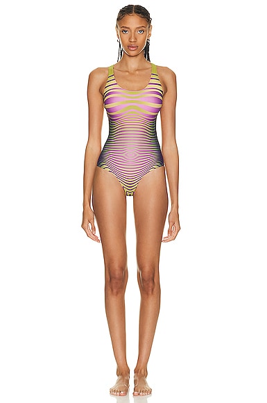 Printed Morphing Stripes Swimsuit
