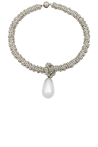 Julietta Pearl Drop Necklace in Pearl & Silver