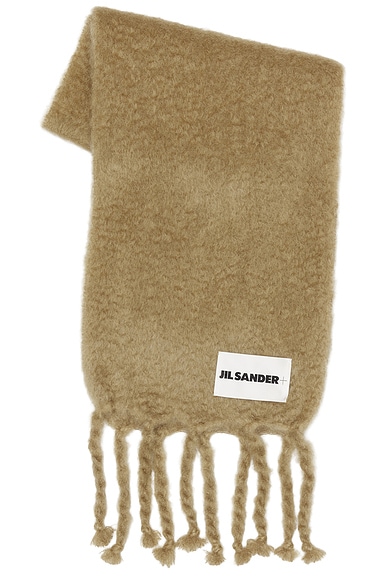 Jil Sander Logo Plain Scarf in Beige | FWRD