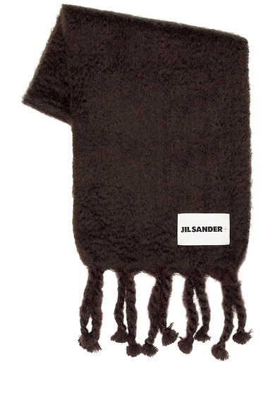 Jil Sander Logo Plain Scarf in Burgundy