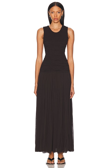 Jil Sander Sleeveless Dress in Chocolate Brown