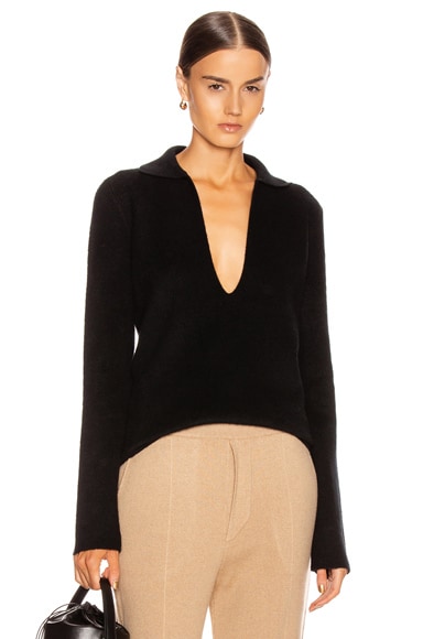 Jil Sander Pullover Mit V-kragen In Black