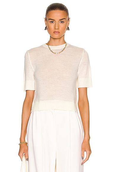 Jil Sander Short Sleeve Sweater in White