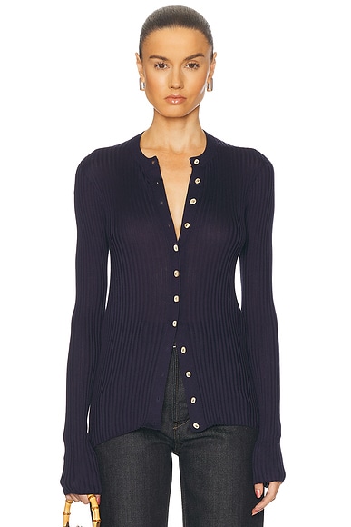 Jil Sander Rib Knit Cardigan in Midnight