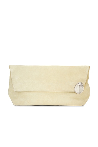 Jewel Zip Clutch in Ecru